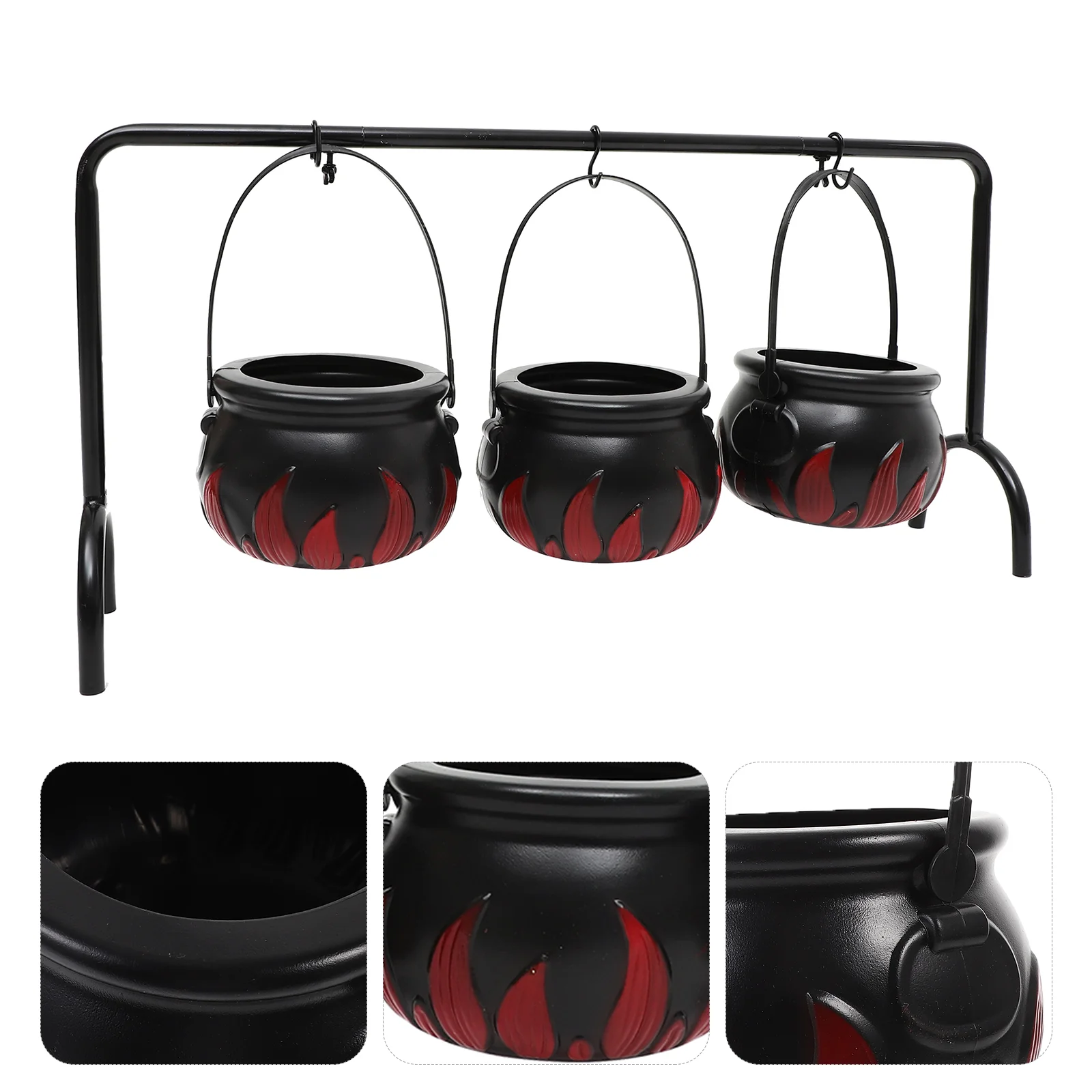 

Halloween Witch Flame Bucket Portable Candy Holiday Gift Venue Decorative Stand Small Basket Holder Jar