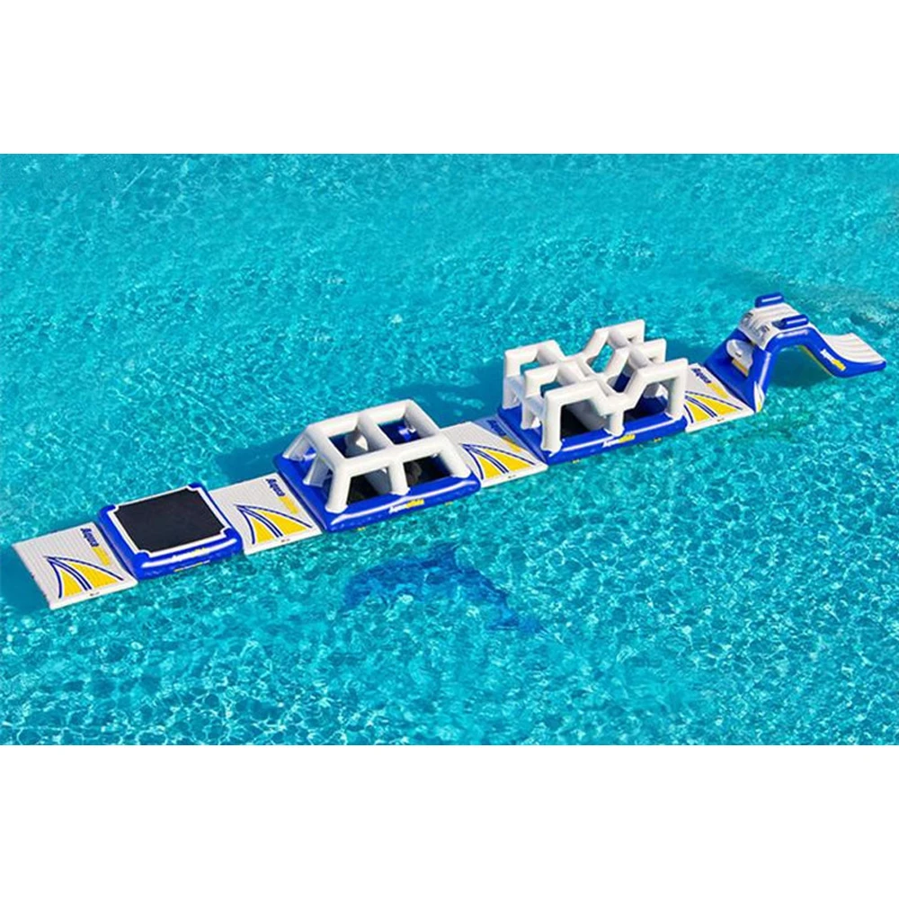 Inflatable Obstacles Course Adventure Water Park Floating Island