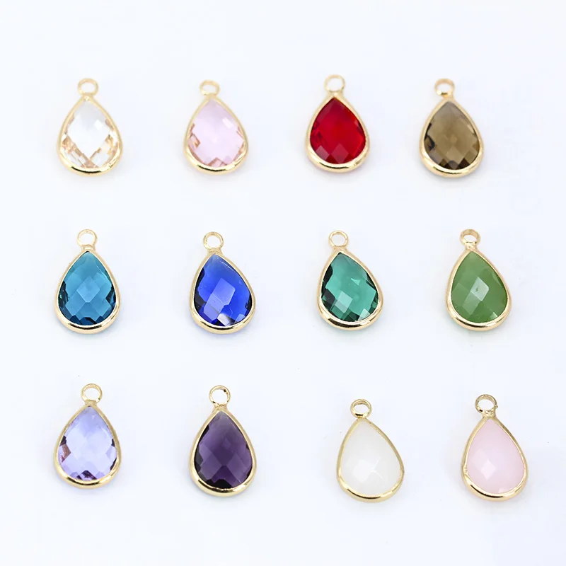 12p10x14mm Assorted Teardrop Faceted Framed Glass Charm Crystal Pendants Earrings Necklace Connectors jewelry making Dress beads