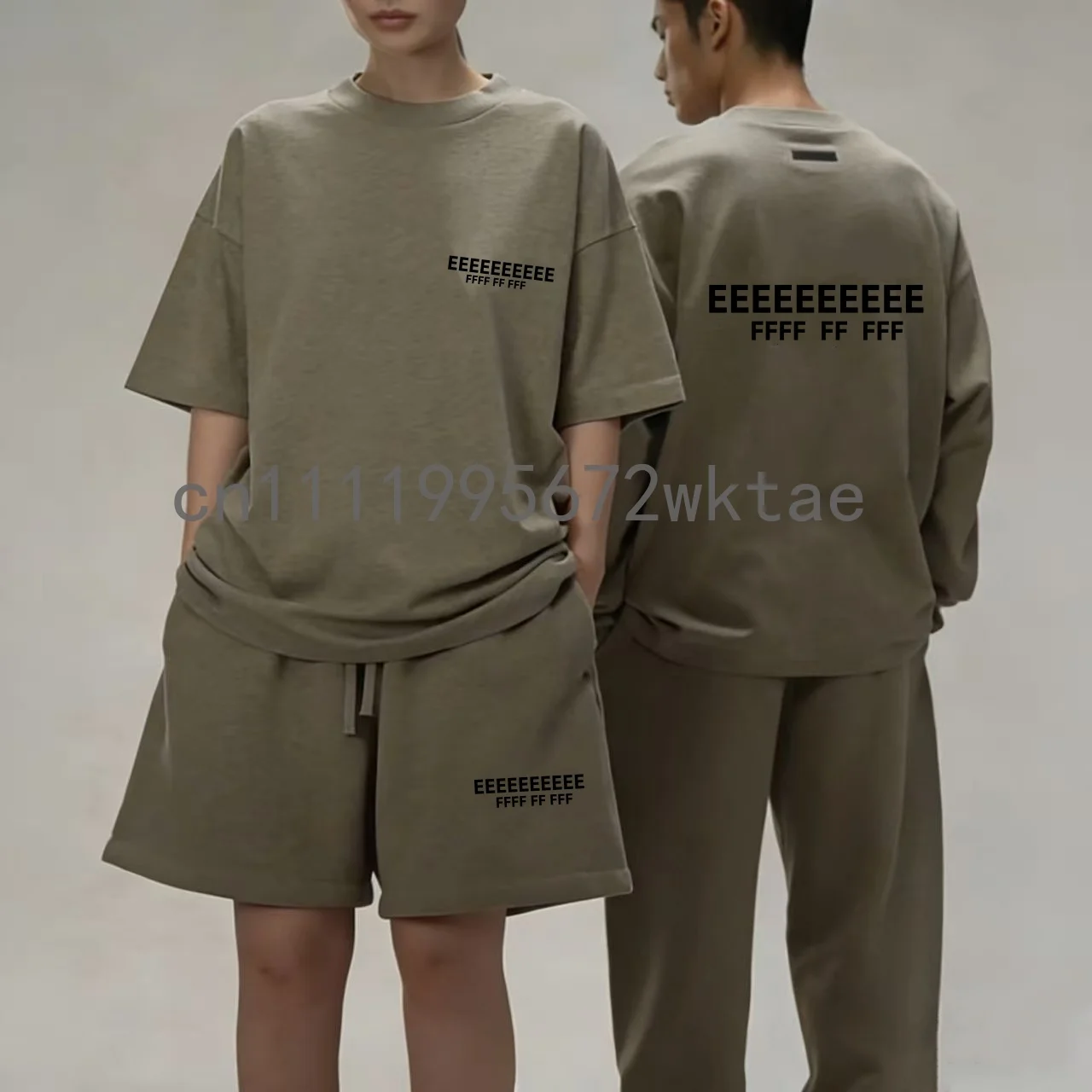 

25SS Men's Two Piece Outfit Set Luxury Design Silicone Letter Logo T-shirt Sports Suit High Street Couple Oversized Jogging Set