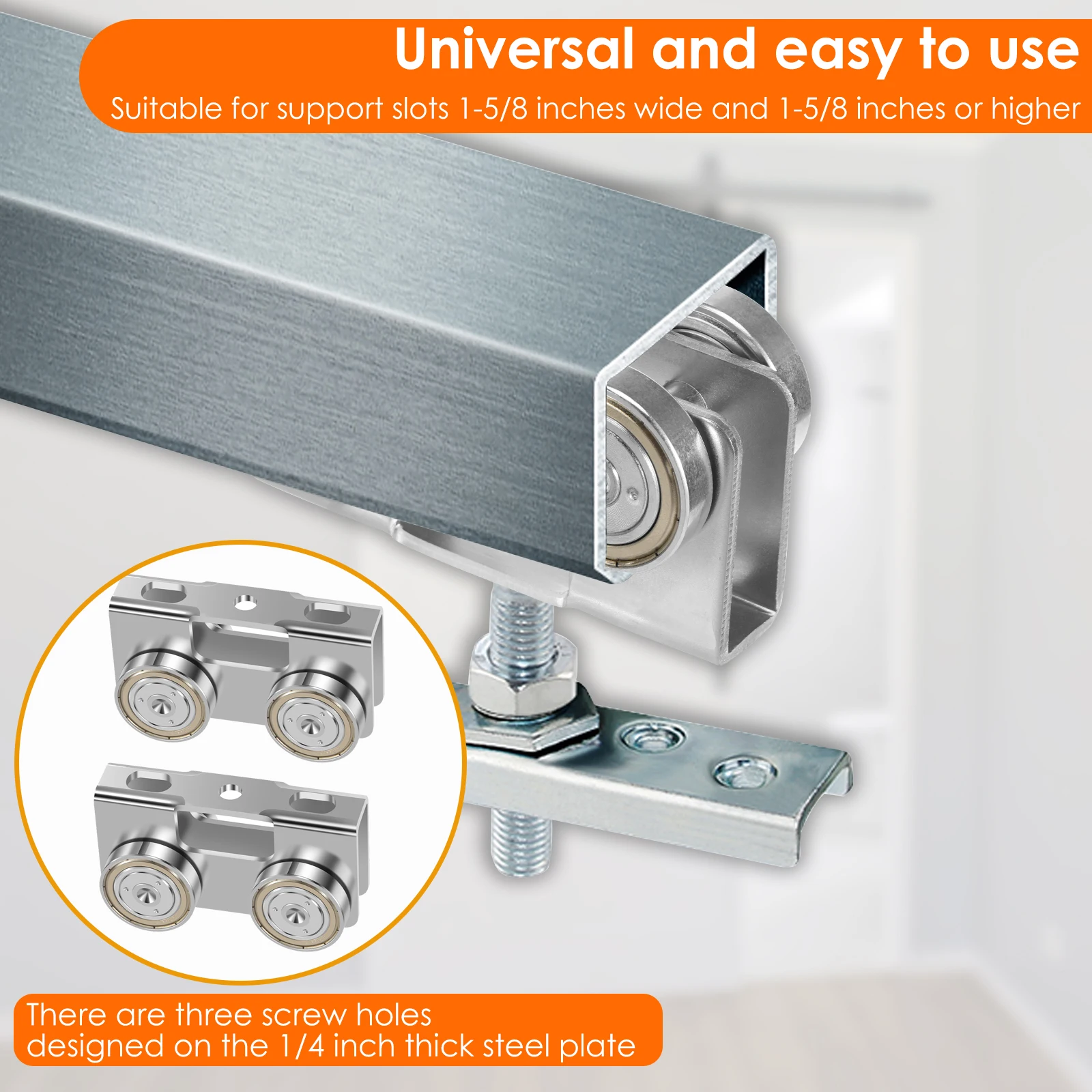 

2Pcs 4 Wheel Light Duty Trolley Assembly for All 1-5/8 Strut Channel Silent Roller Trolley Enduring Cart for Strut Superstrut