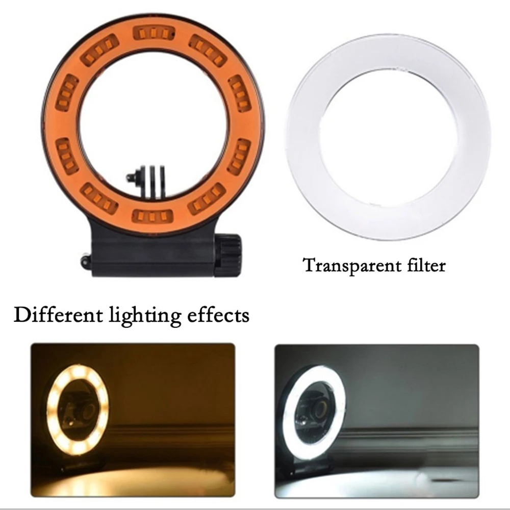 LED Selfie Ring Light Waterproof 40m Diving Fill Light Photography RingLight For Action Sports Camera