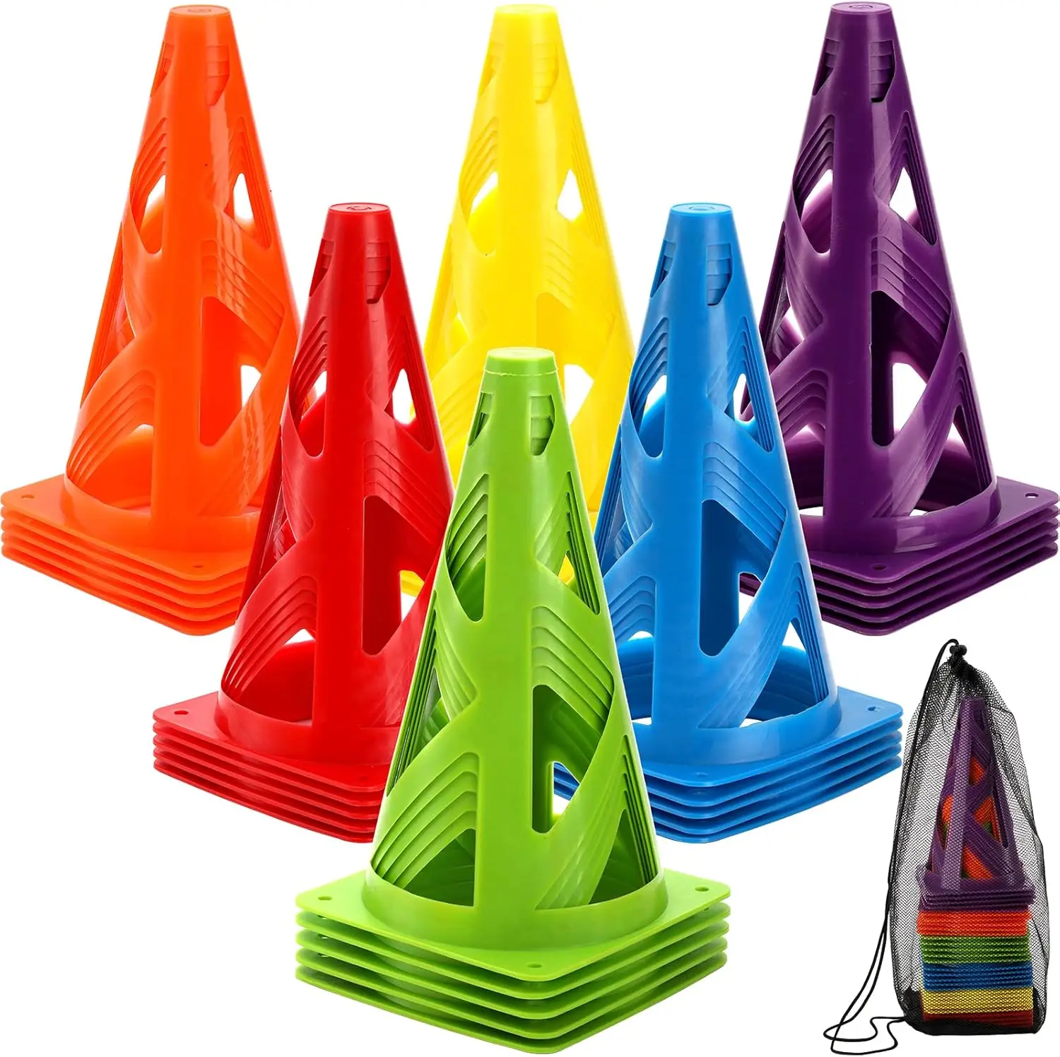 

30 Pack 9-Inch Agility Training Cones with Carry Bag for Soccer Basketball Football Speed Drills