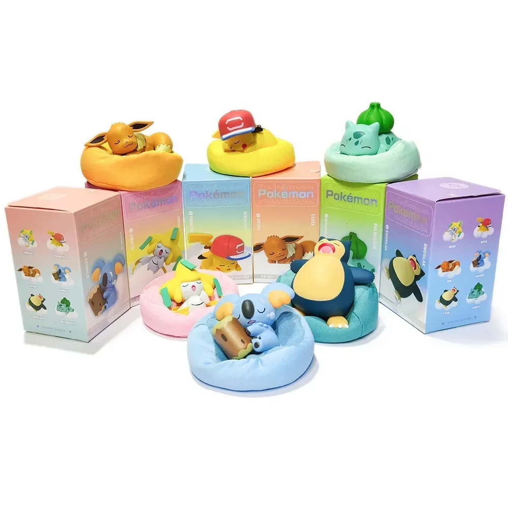 Pokemon Action Figures Starry Dream Pikachu Snorlax Squirtle Anime Model Car Interior Decorations Sleeping Position Toys Gifts