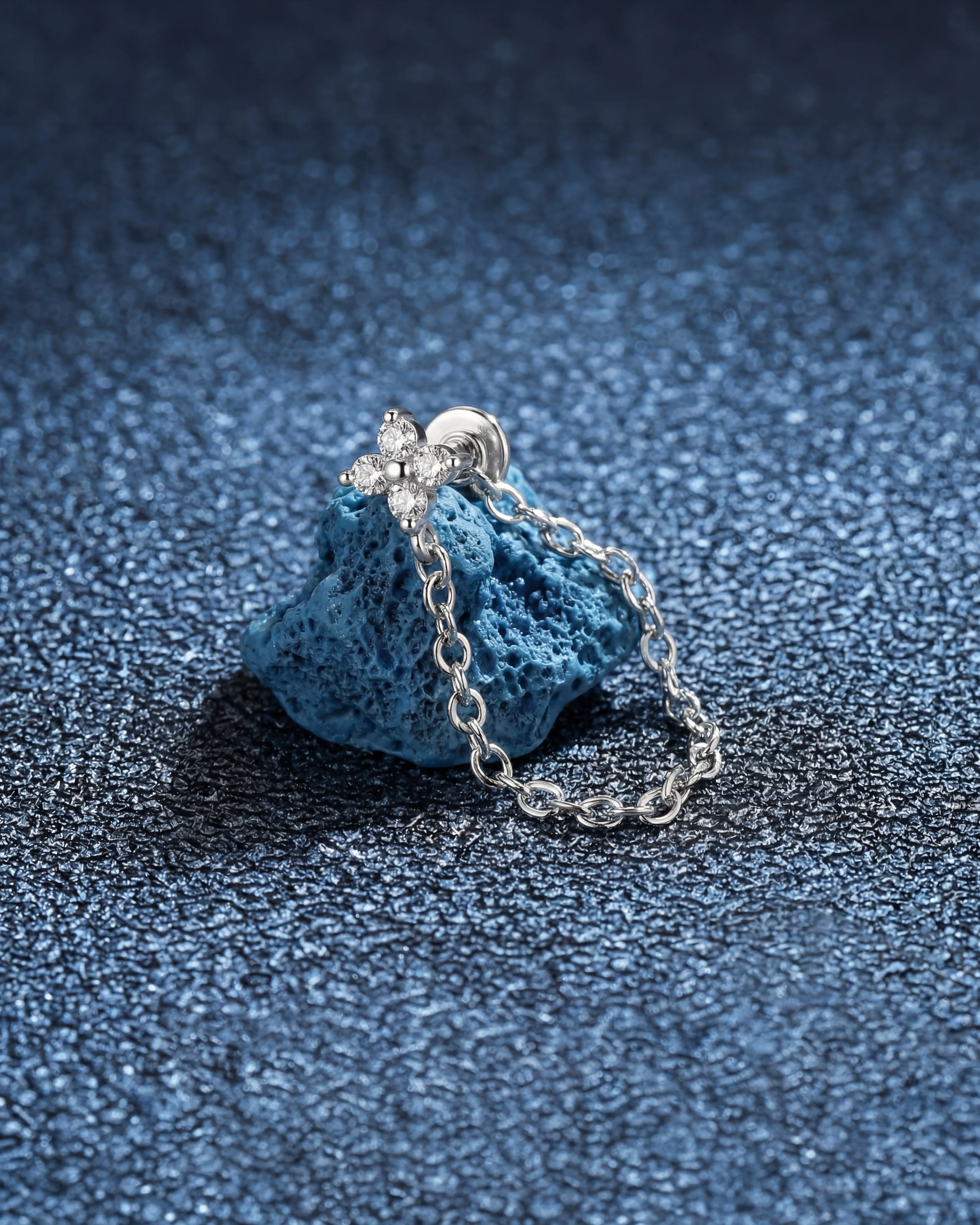 AIDE 925 Sterling Silber Pferdeaugen Doppelschichtige Quaste für Damen, flacher Rücken, Knorpelpiercing, Ohrknochen-Ohrringe, edler Schmuck – Detail 24