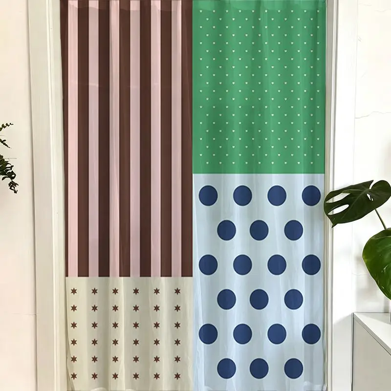 Korean Style Color Block Patchwork Tapestry, Plaid Fresh Aesthetic Wall Hanging, Photo Background Cloth for Bedroom Shop Window