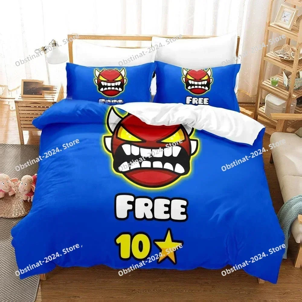 3D Printed Geometry Dash Bedding Set Pillowcase Game Duvet Cover Double Twin Full Queen King Adult Kids Bedclothes Quilt Cover