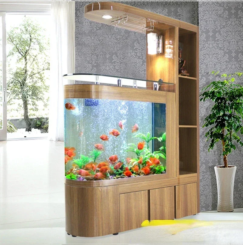 Living Room Entrance Hallway Home Screen Ecological Bullet with Fish Tank Aquarium