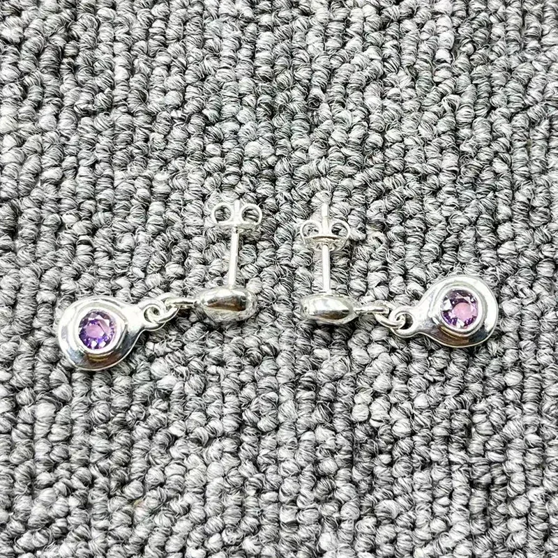 Fashionable Spanish Beautiful Fragrant Style Amethyst Earrings for Women Jewelry Accessories for Girlfriend Holiday Gift