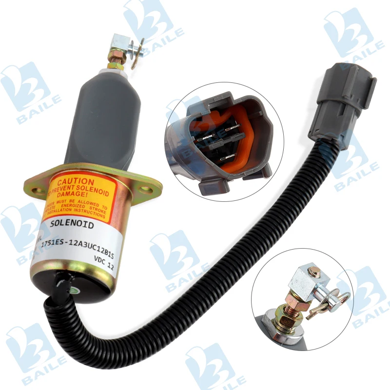 Solenoide de apagado de combustible 1751ES-12A3UC12B1S para motor Yanmar 12V 129953-77811 4NTE94 para motor Hyundai R60-5 R210-5 SA-4673-S