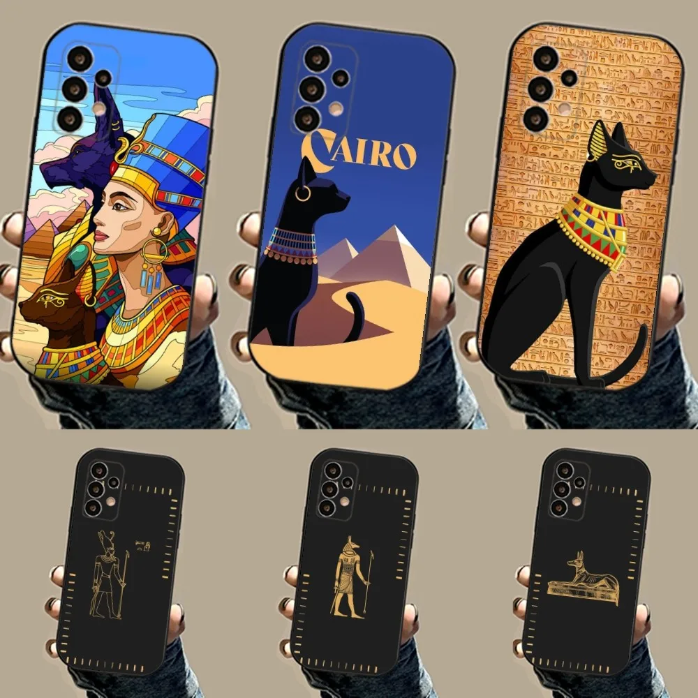 Чехол для телефона с фреской Фараона из Египта для Samsung S24,23,23,22,30,21,10,9,Note20 Ultra,Lite,Ultra,5G,Plus,FE, черный мягкий чехол