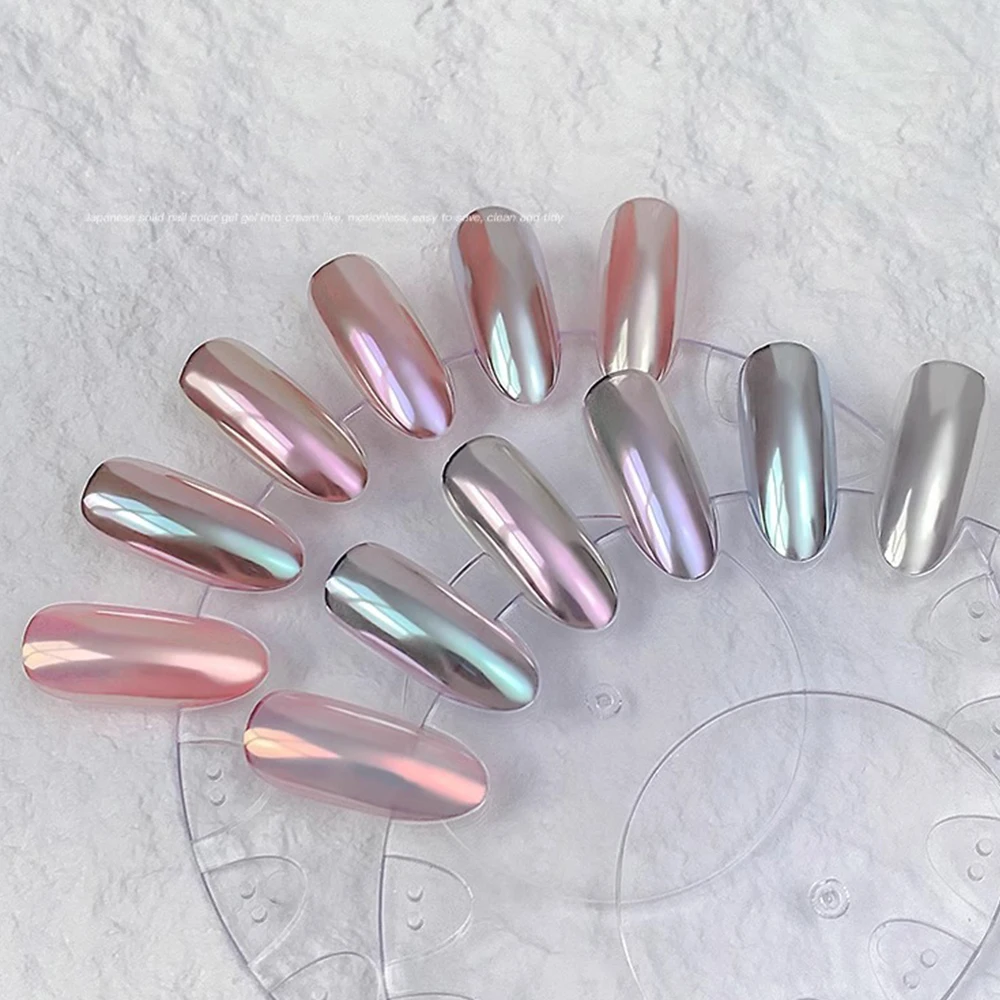 1 scatola di seta al chiaro di luna in polvere per nail art glitter effetto specchio metallico pigmento cromato polvere per unghie Super Flash Aurora polvere per sfregamento delle unghie