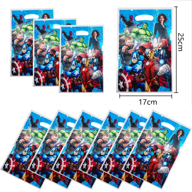 Sacs cadeaux Avengers avec poignées, adaptés aux cadeaux d'anniversaire, sacs à bonbons et à collations pour garçons et filles, fournitures de fête, 10/20/30 pièces
