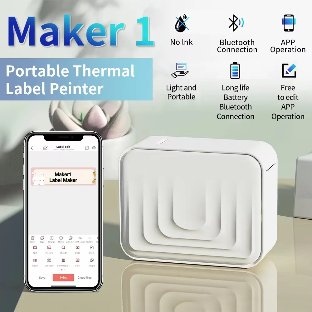 

Marklife M1 Беспроводной Bluetooth-термогенератор этикеток для iOS/Android Портативная быстрая печать Аналогичная как Marklife P15 P11 P12 L12