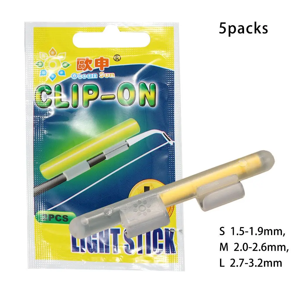Lighting 5Packs Fluorescent Night Fishing Clip On Fishing Rod Tackle Glow Stick Lightstick Fishing Float Light Sticks view 6