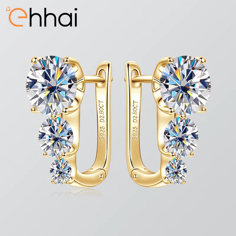 

Ehhai GRA Certified Full Moissanite Classic U-Shape Hoop Earrings for Women 925 Sterling Silver Fine Jewelry Gifts Pendientes