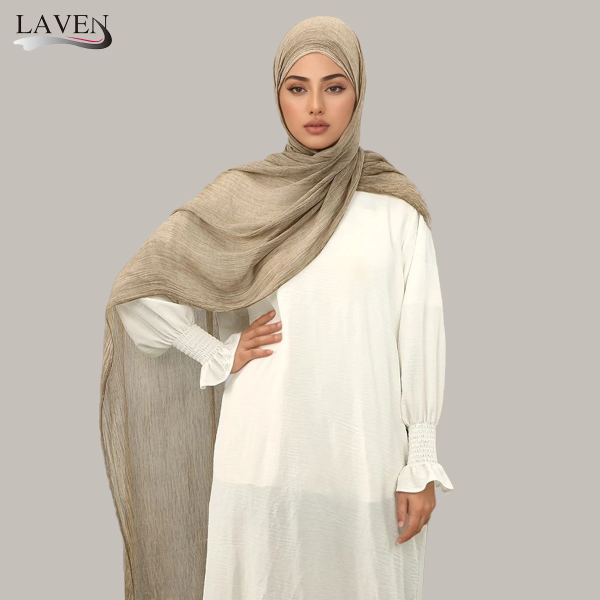 

Muslim Women Crinkle Cotton Royan Hijab Scarf Islamic Long Soft Shawls Wraps Fringes Bufanda Accessories