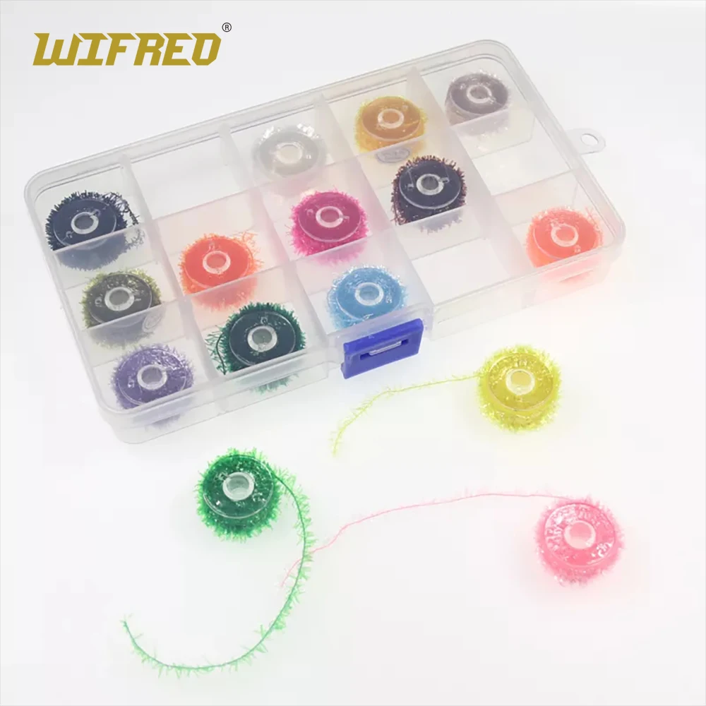 

Wifreo 15 Colors 5m/reel Fly Tying Tinsel Chenille Material for Streamer Lures Crystal Flash Dubbing Fiber/Flex Hackle Material