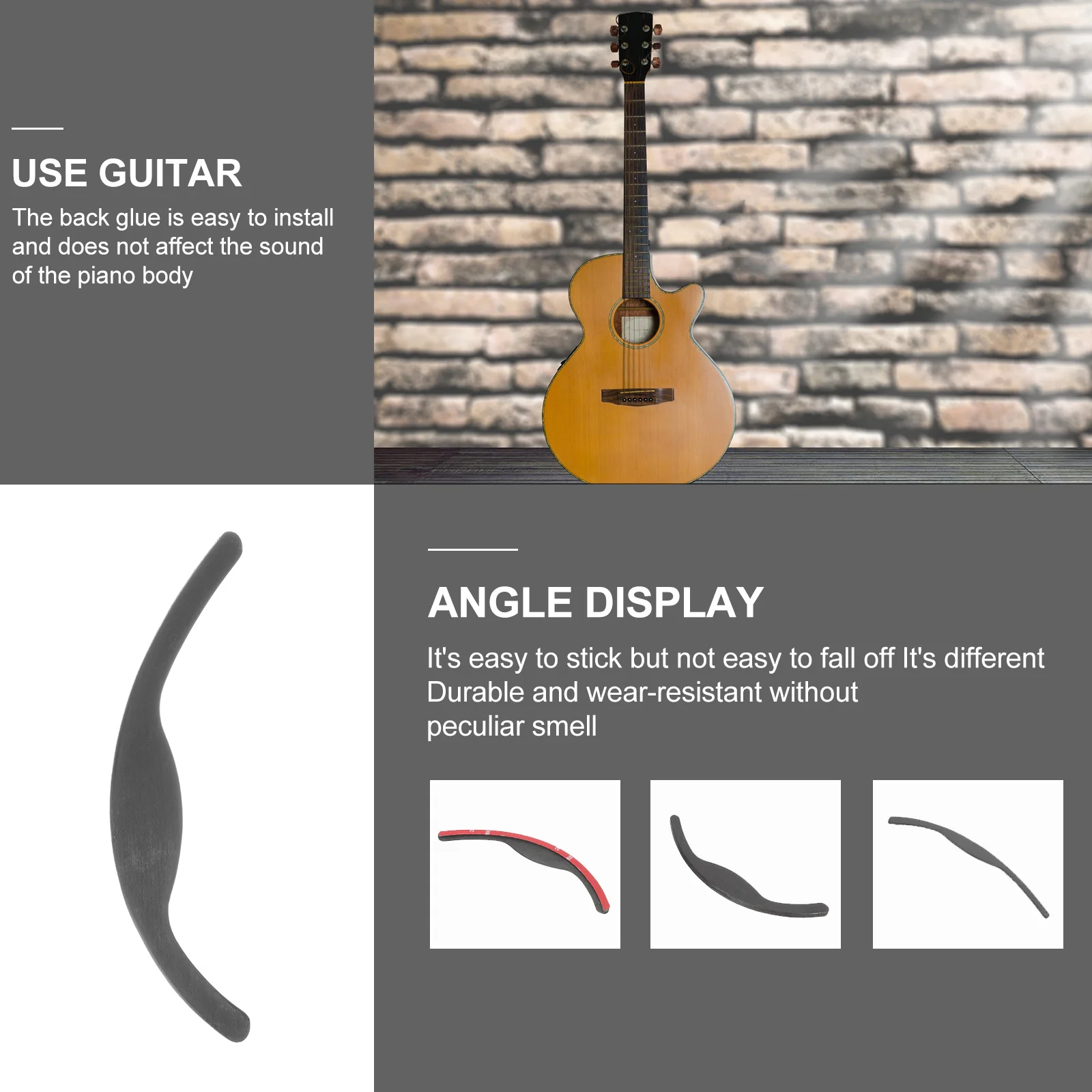 

Guitar Wood Armrest Smooth Edge Hand Rest Practical Protection Supply for Acoustic Guitar Armrest with Adhesive Parts