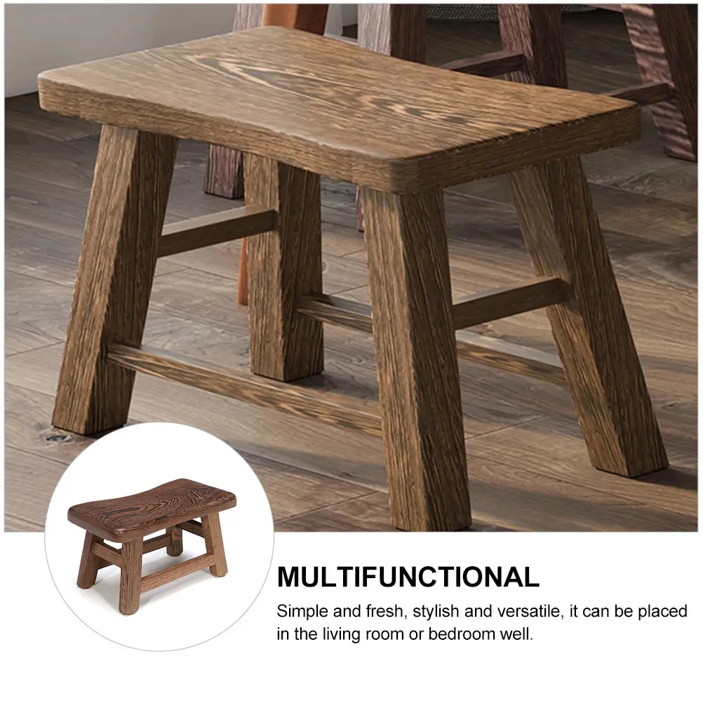 

21cm Bathing Stool Kids Wooden Household Furniture Lightweight Living Room Bedroom Shoe Changing Footstool High Load