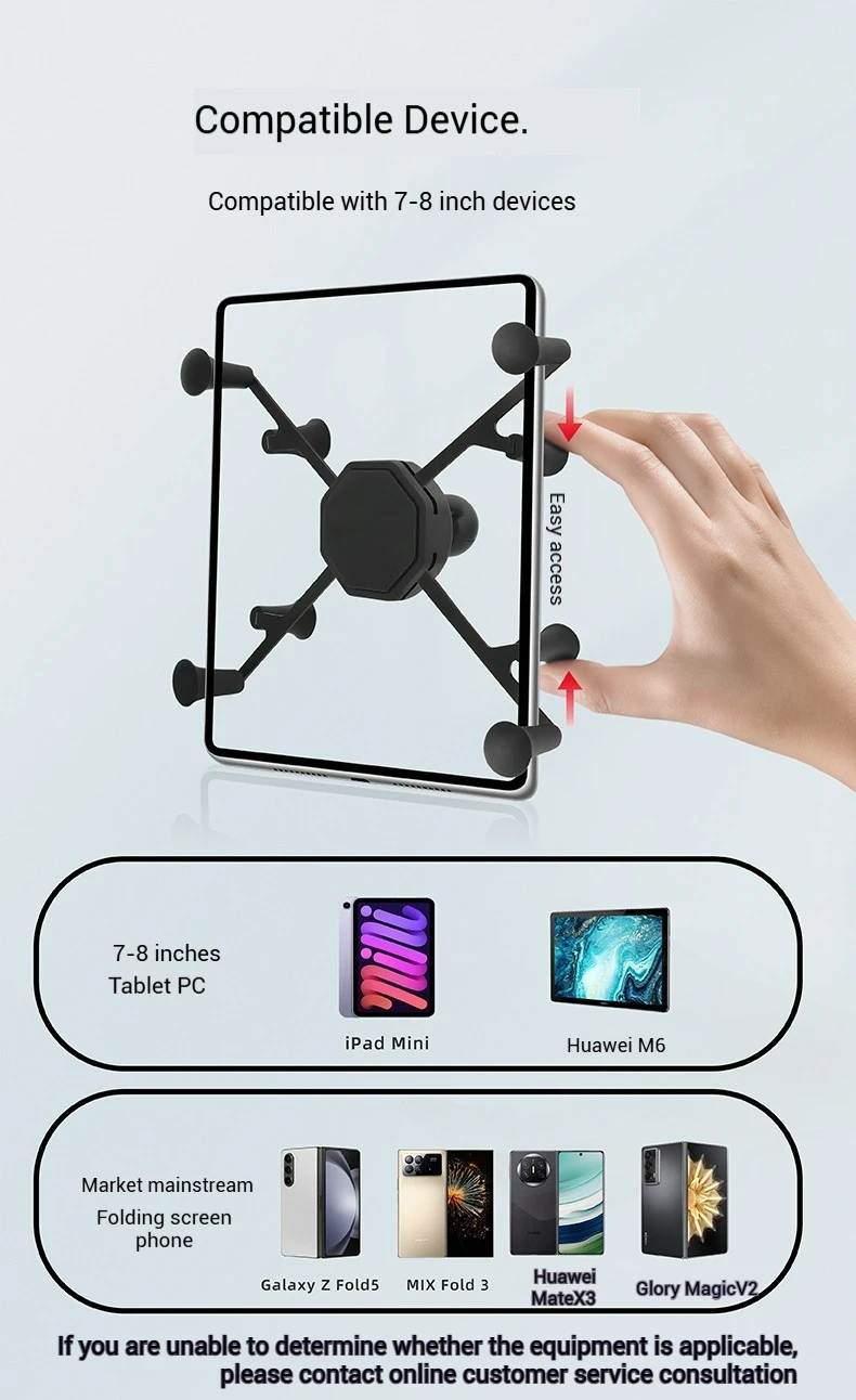 Bike Tablet Holder Mount with Thin Pipe Clamp Double socket arm for 7-8 inch Tablet PC Compatible with Ram Mount