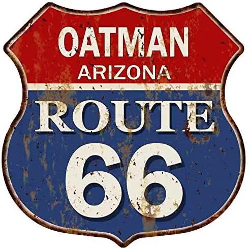 OATMAN, ARIZONA Route 66 Shield Metal Sign Man Cave Ga12 x 12 High Gloss Metal 211110013028