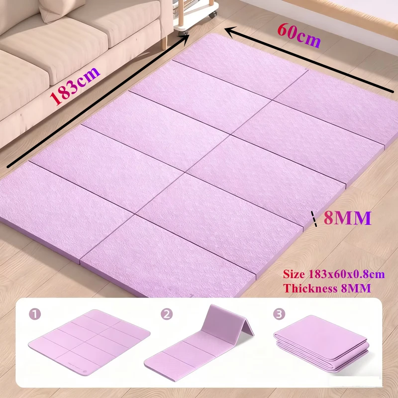 

Thick Non-Slip Fold Portable 1830x600mm Exercise Gym 8mmDurable Camping Picnic Fitness Workout Fold Yoga Mat Moisture-proof