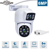 Cámara IP POE PTZ de 6MP con doble lente para exteriores, domo de seguridad CCTV, Audio bidireccional, videovigilancia nocturna a Color para sistema Nvr Xmeye