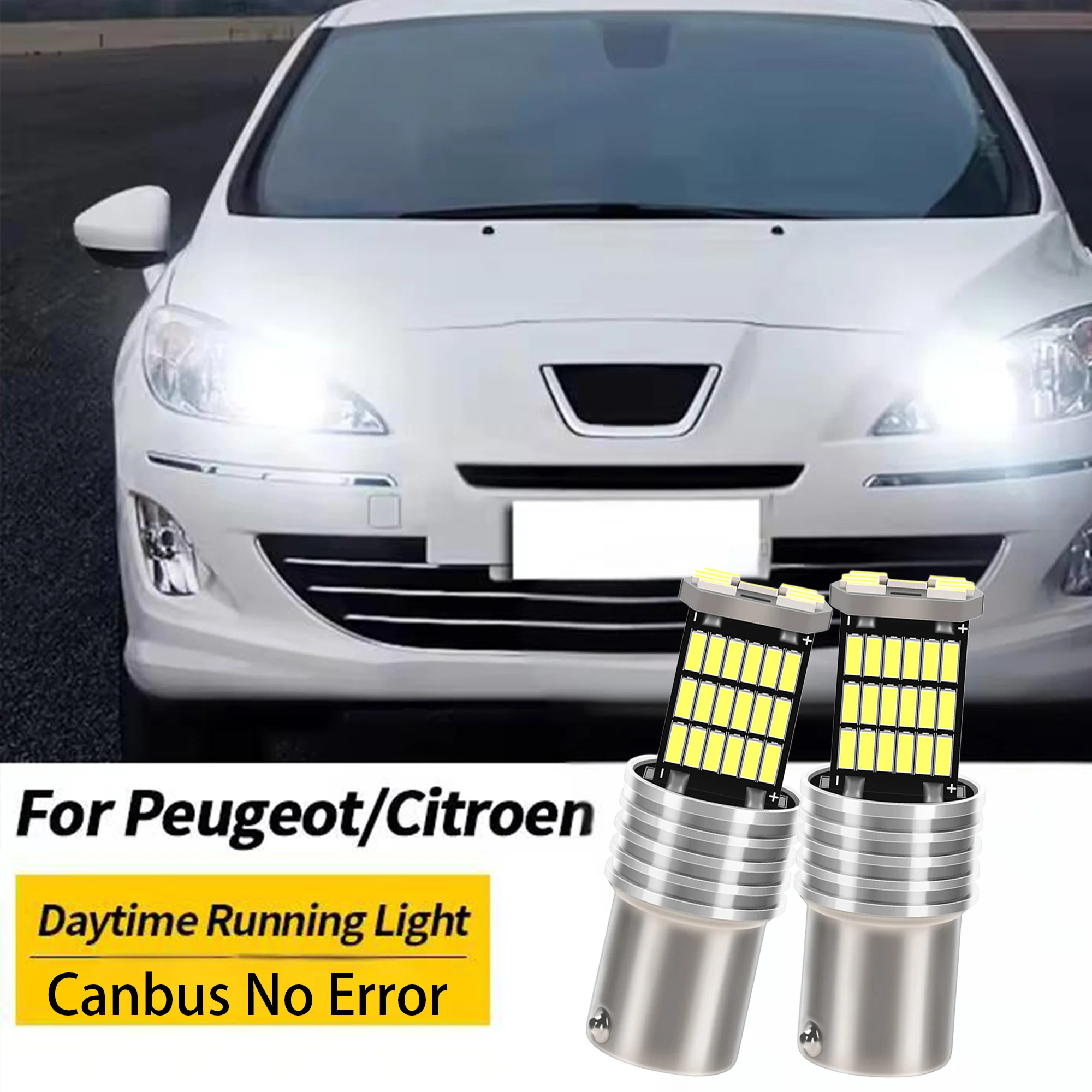 

2pcs LED Daytime Running Light DRL Bulb Lamp Canbus P21/5W 1157 BAY15D For Citroen DS4 Peugeot RCZ 408 308 Renault Kangoo