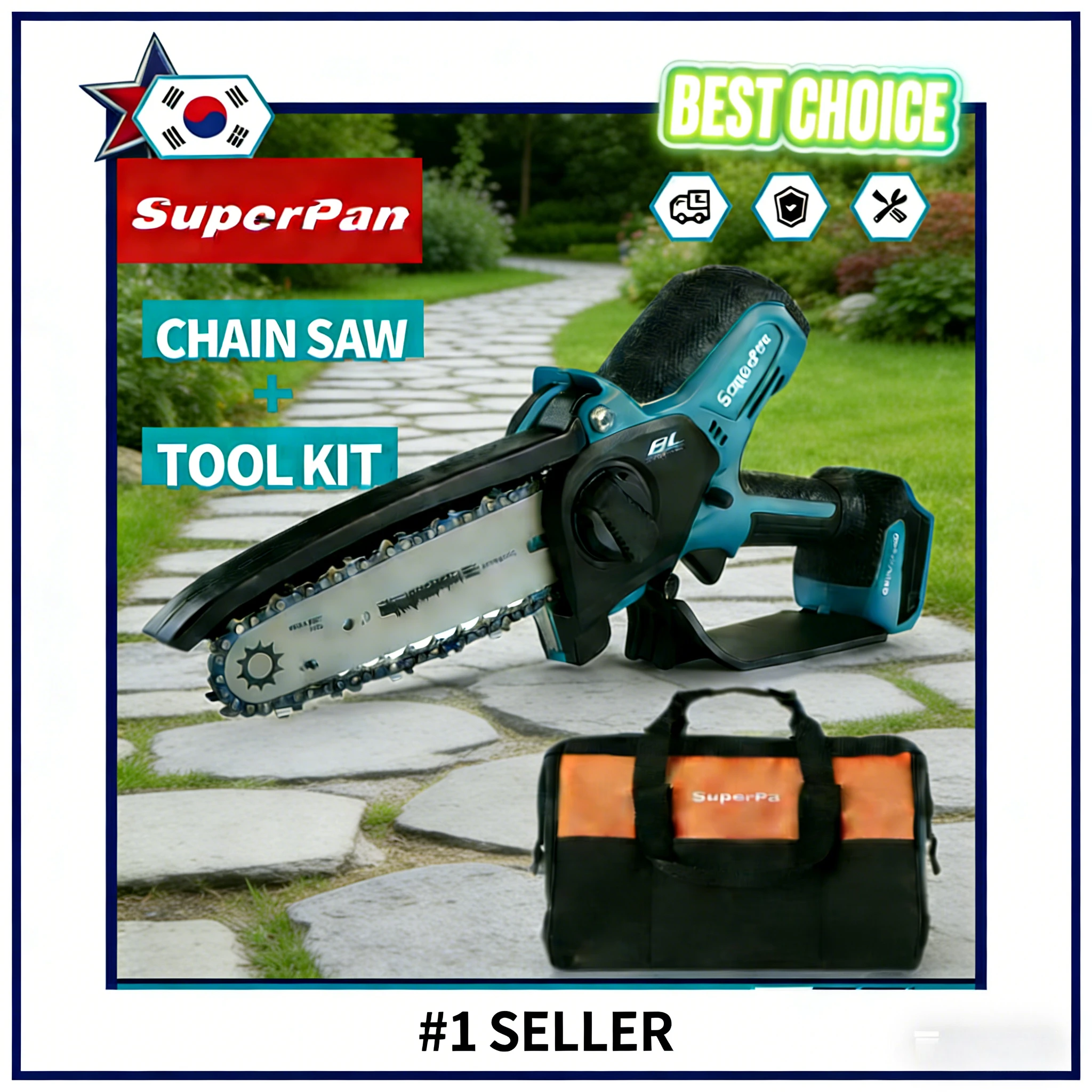 

SuperPan mini chainsaw Handheld Cordless Chainsaw 420MM 0.325" Pitch for Garden Tree Cutting for makita 18V battery pin
