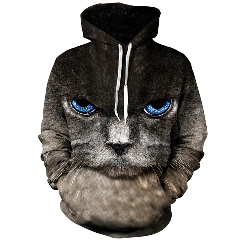 

Новинка весна-осень 2024, Мужская модная толстовка с капюшоном и 3D принтом кошек, забавная толстовка с капюшоном, Свободные повседневные уличные топы для мальчиков