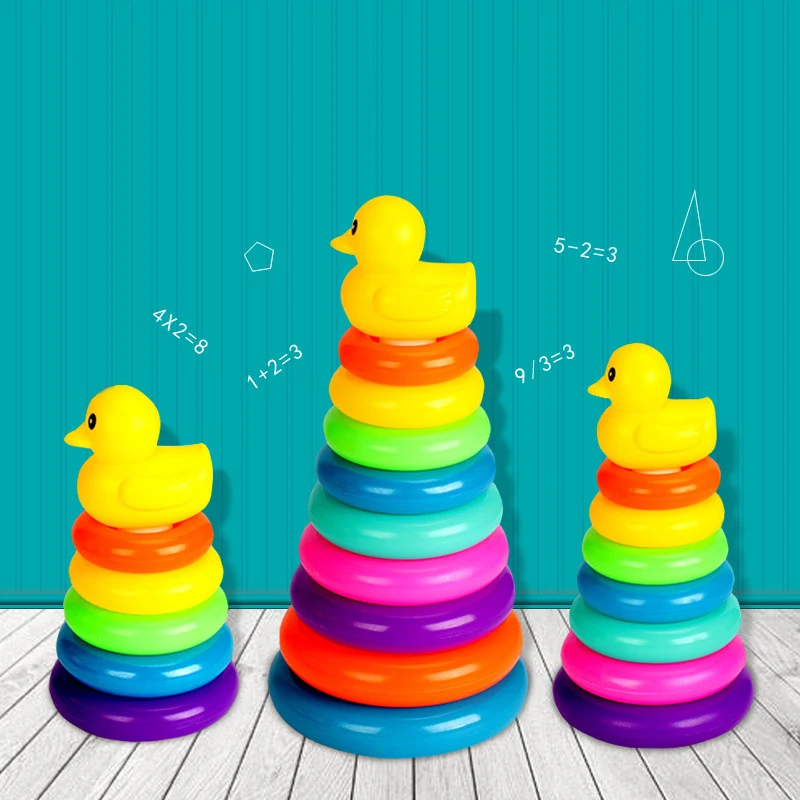 Montessori Stacking Toys for Babies 0 12M Rainbow Ring Stacker Baby Stacking Tower for Toddlers Educational Learning Sensory Toy