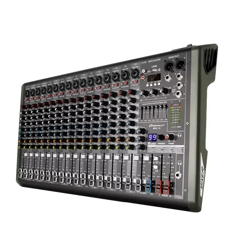 Professional 6/8/10/14/18-Channel Mixer 99 Effects USB Recording Reverb Equalizer XLR for Stage Performances Home Karaoke