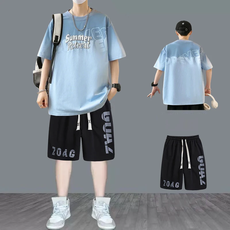 

Men's Casual 2-Piece Sportswear Set Streetwear Fashion Tracksuit T-Shirts and Pants Beachwear Summer Sweatshirt T-Shirts Sets