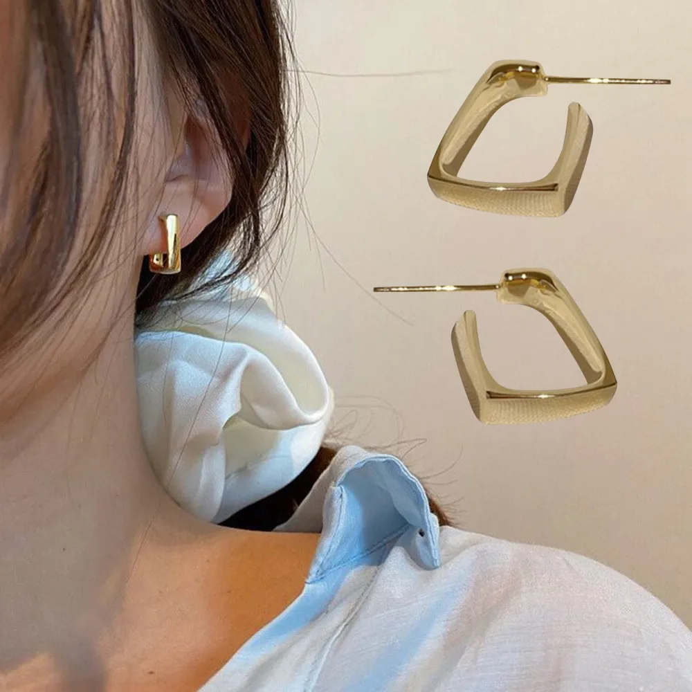 Геометрические U-образные женские роскошные изысканные квадратные серьги темпераментные Свадебные эстетические модные искусственные украшения