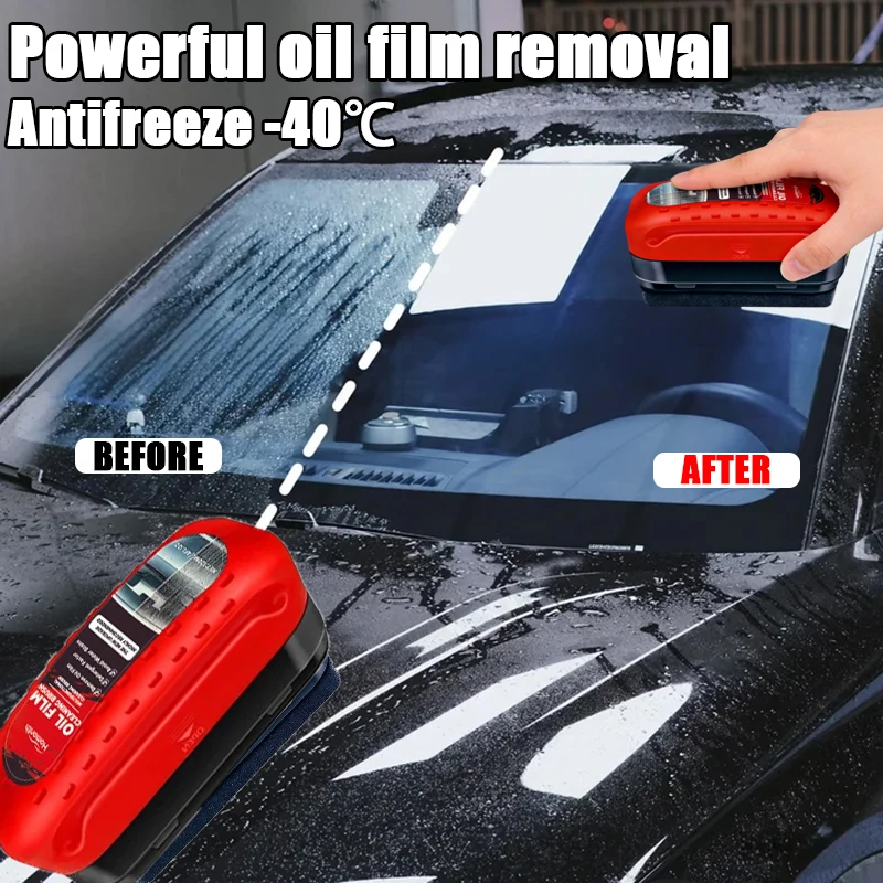 Automotive Glass Polishing Cleaner, Window Decontamination Agent with Brush, Water Mark & Dirt Elimination