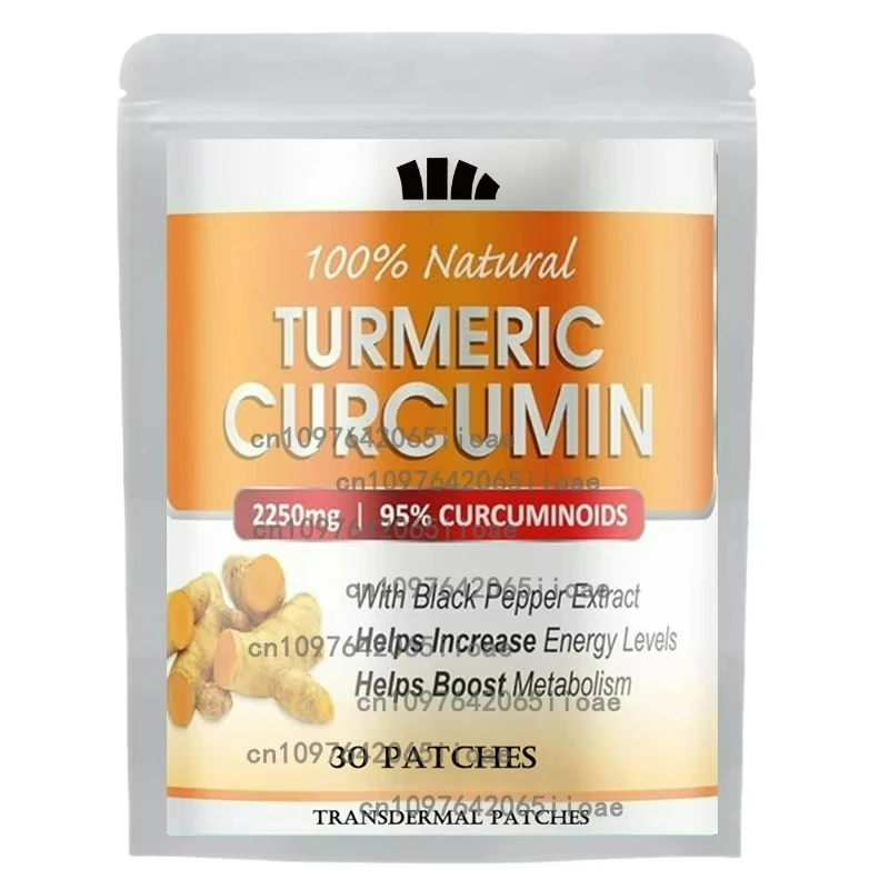 

Куркума, куркумин с черным перцем, трансмиссионные пластыри, улучшенное впитывание, поддержка суставов, 30 пластырей