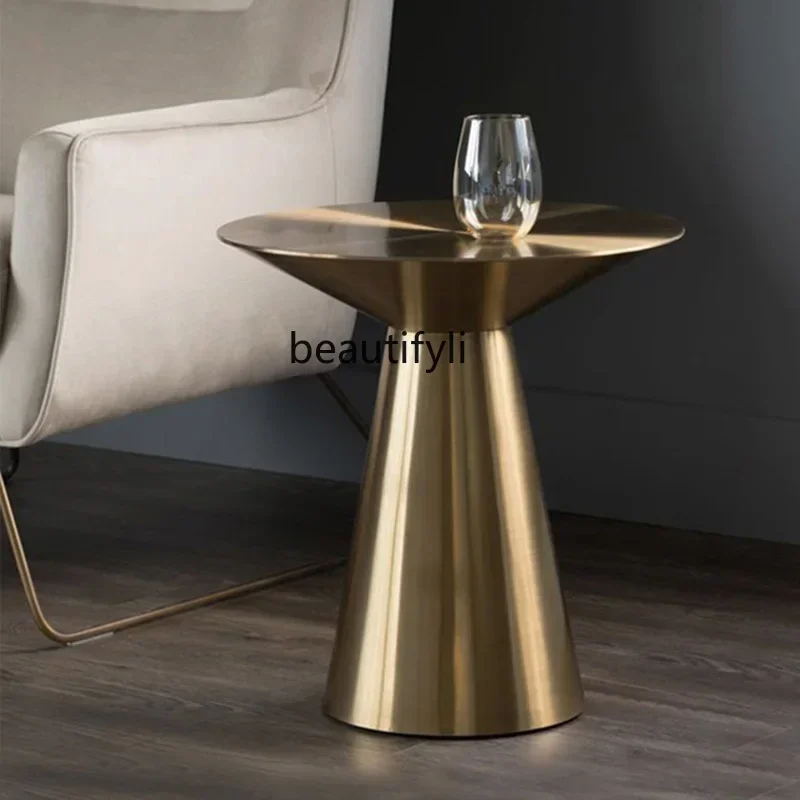 

Cy56 Minimalist replica edge few living room conical design small table light luxury stainless steel brushed, rounded corners f