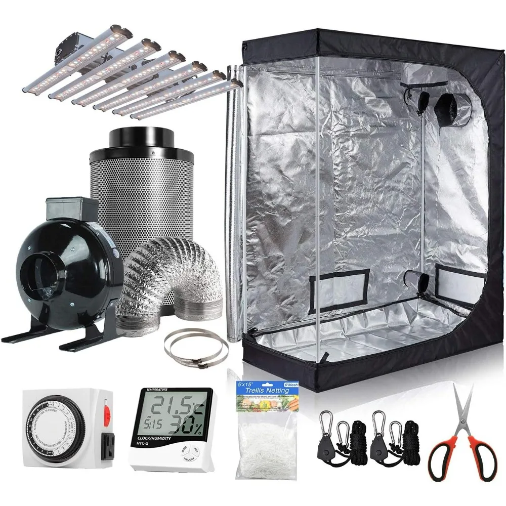 

Grow Tenting Kit LED 360W Grow Light + 6" Filter Fan Kit + 60"x32"x78" Grow Tent Room + Hydroponic Indoor Plants Growing System