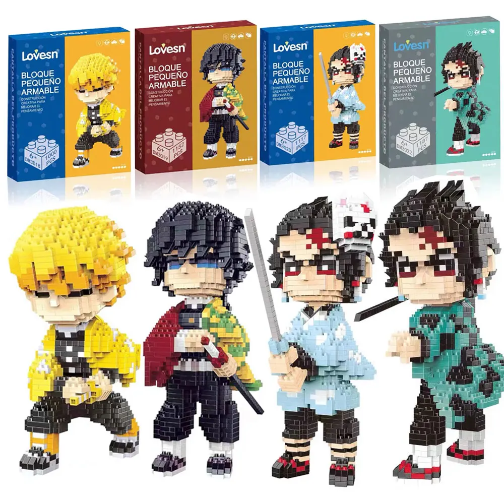 Anime Demon Figure Tanjirou Nezuko Hashibira Kyoujurou MOC Brickheadz Building Blocks Toys for Children Kids Gift