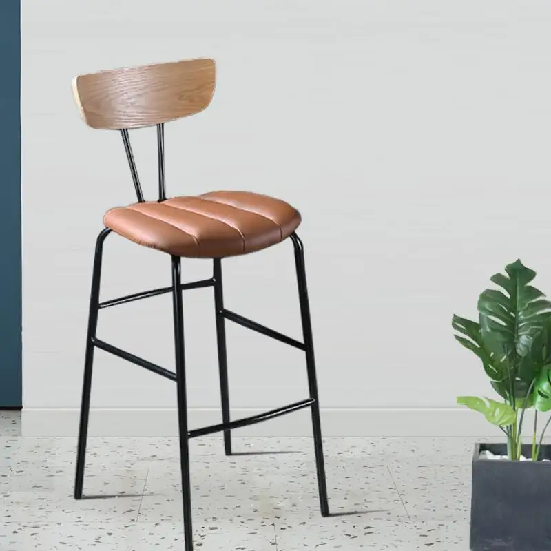 Modern minimalist high chair backrest, light luxury bar chair, home hotel café