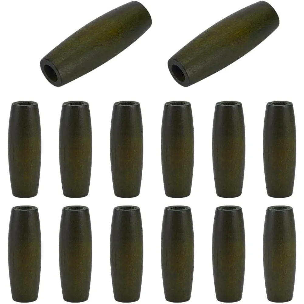 14개 나무 타원형 구슬 1.9x0.7인치 구멍 8mm 다크 올리브 그린 우드 루즈 스페이서 구슬 염색된 나무 스페이서 구슬 DIY용