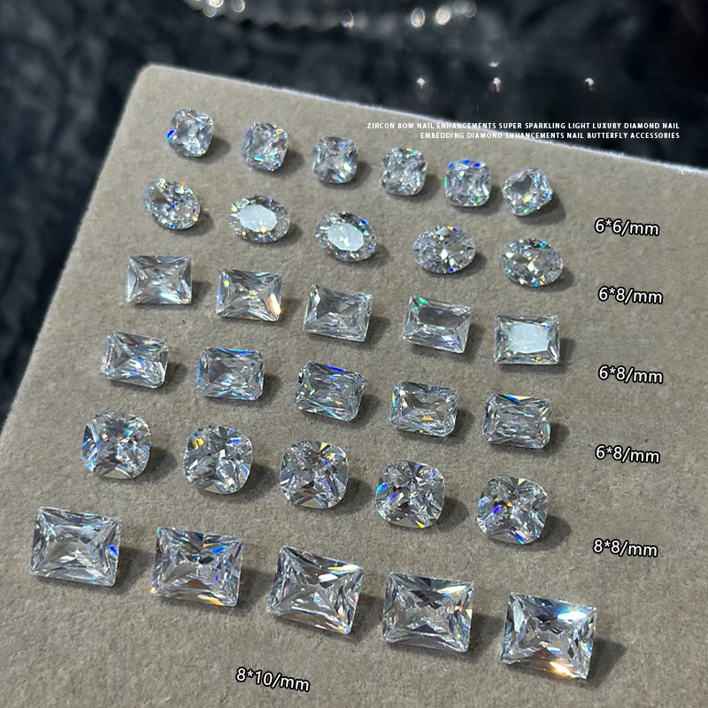 

6Pcs Super Shining Luxury Pointed Bottom Zircon Diamond Nail Decorations Sparkling Charm Crystal Manicure Accessories