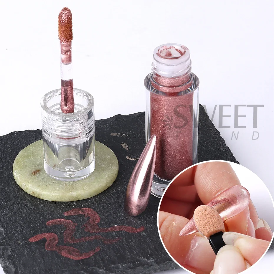 معدن سائل نوع مسمار بريق مسحوق الذهب الأرجواني الكروم الصباغ مع فرشاة المحمولة فرك الغبار DIY سحر ديكور مانيكير فلاش