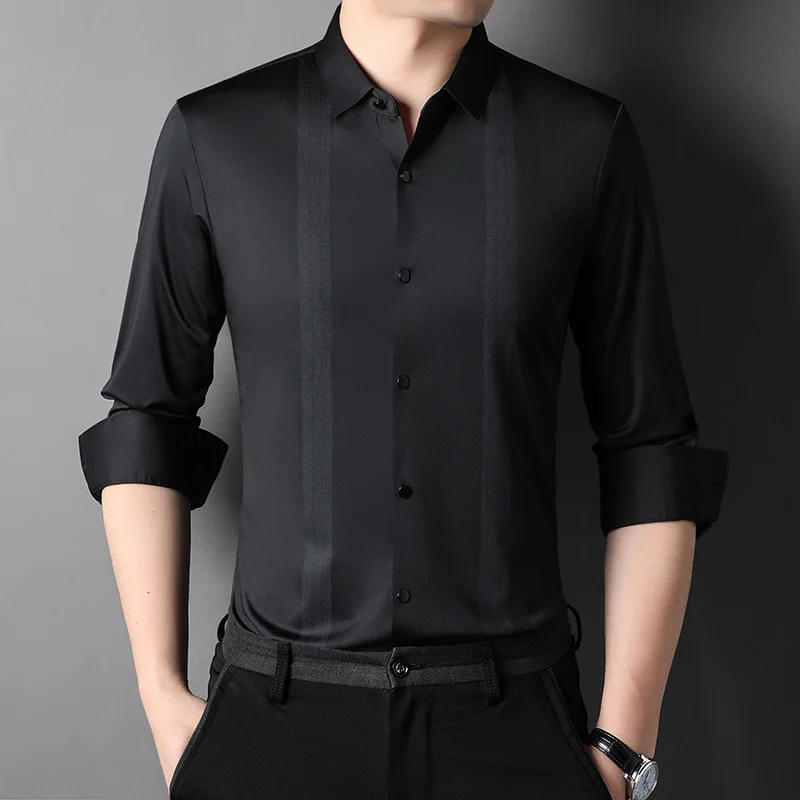 Top Grade Brand Men Dress Shirt 2023 New Spring Smart Casual Classic Solid Color Slim Fit Shirts