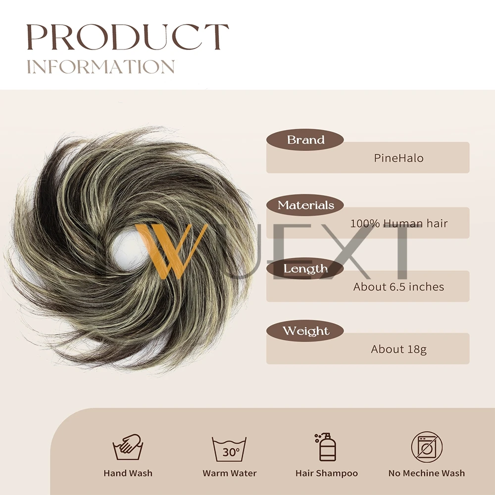 كعكة الشعر البشري ذيل حصان هيربيسي خصلات شعر برازيلية كعكة Scrunchies Updos دونات Chignon وصلات شعر بشري للنساء #4