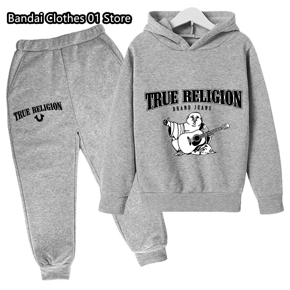 True Religion Printed Autumn Pure Cotton Clothing Set Toddler Girl Clothes for Children From 1 to 12 Years Suit for Girls Casual