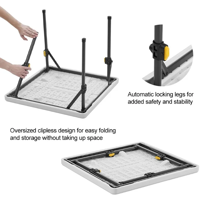 Mesa de acampamento dobrável portátil ao ar livre configuração instantânea compacto dobrável resistente pp plástico uso interno crianças adultos piquenique escola