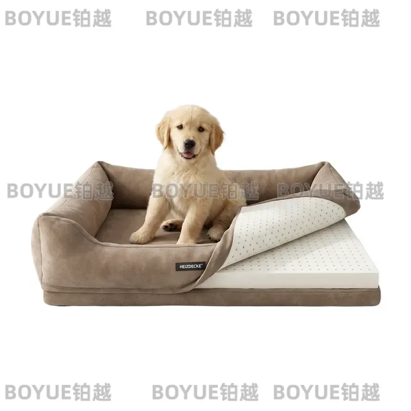 Orthopedic Heated Pet Bed Latex Memory Foam Dog Sofa Breathable Suede Spine Protection Nest Luxury Elastic Warm Cushion