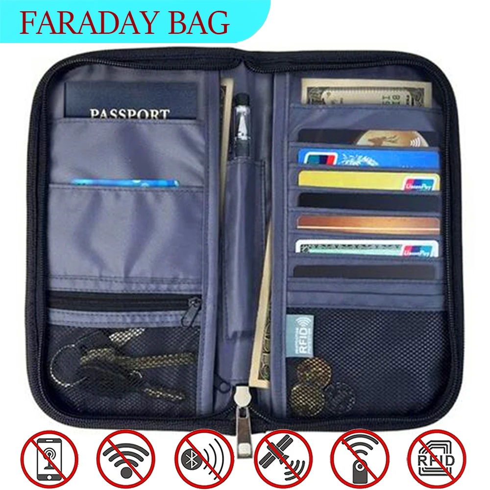 RFID Protection Faraday Bag Cell Phone Signal Blocking Anti-Scanning Shield GPS Location EMF Reducing Multifunction Wallet